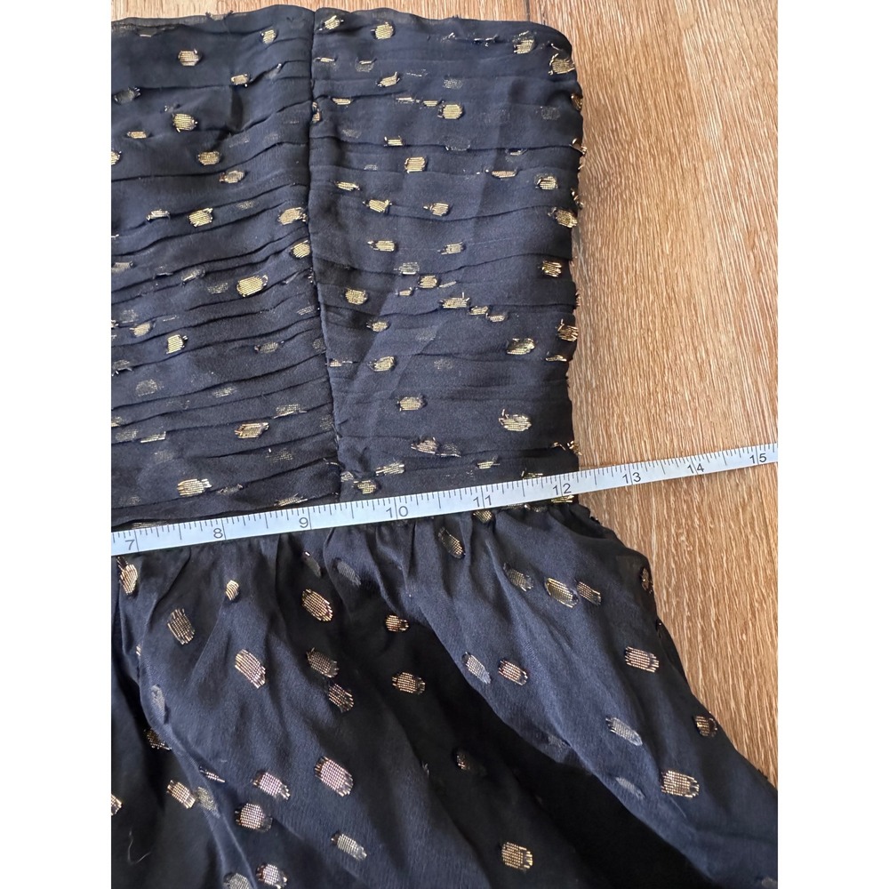Shoshanna Black Gold Metallic Silk Polka Dot Strapless Peplum Top Size 0 - Picture 8 of 8